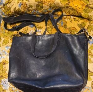 Madewell Black Leather Tote Bag